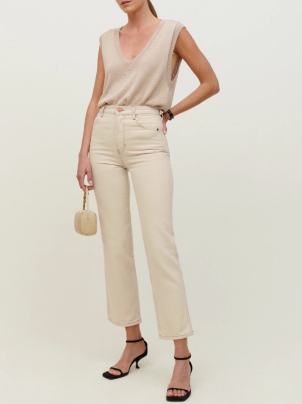 Reformation Cowboy High Rise Straight Jeans in Almond